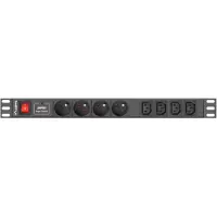 Lanberg PDU-04E04I-0200-BK, 1U, Horizontal, Schwarz, 4 AC-Ausgänge, C13-Koppler, Aktivität