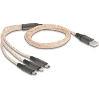 DeLOCK USB RGB Ladekabel 3 in 1 Typ-A zu Lightning / Micro USB / USB Type-C 1,20 m, 1,2 m, USB A, USB C/Micro-USB B/Lightning, USB 2.0, Transparent