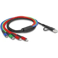DeLOCK USB Ladekabel 4 in 1 USB Typ-A + USB-C zu 2 x Lightning / Micro USB / USB Type-C 1,20 m, 1,2 m, USB A/USB C, 2 x Lightning / Micro USB-B / USB C, USB 2.0, Schwarz, Blau, Grün, Rot