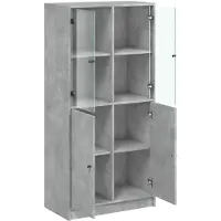 vidaXL Highboard mit Türen Betongrau 68x37x142 cm Holzwerkstoff