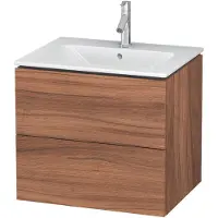 Duravit L-Cube Waschtischunterbau wandhängend, 2 Schubkästen, 620x550x481mm, LC624007979, Farbe: Nussbaum Natur Dekor