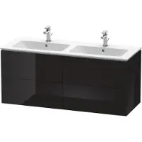 Duravit L-Cube Waschtischunterbau wandhängend, 4 Schubkästen, 1290x550x481mm, LC625904040, Farbe: Schwarz Hochglanz Lack