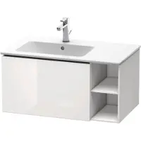 Duravit L-Cube Waschtischunterbau wandhängend, 1 Auszug, Regalelement seitlich, Becken links, 820x400x481mm, LC619108585, Farbe: Weiß Hochglanz Lack