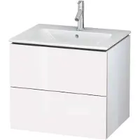 Duravit L-Cube Waschtischunterbau wandhängend, 2 Schubkästen, 620x550x481mm, LC624008585, Farbe: Weiß Hochglanz Lack