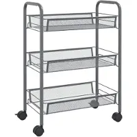 vidaXL Küchenwagen 3 Etagen Grau 46x26x64 cm Eisen