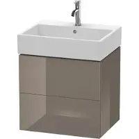 Duravit L-Cube Waschtischunterbau wandhängend, 2 Schubkästen, 584x544x459mm, LC627508989, Farbe: Flannel Grey Hochglanz Lack
