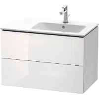 Duravit L-Cube Waschtischunterbau wandhängend, 2 Schubkästen, Becken rechts, 820x550x481mm, LC629202222, Farbe: Weiß Hochglanz Dekor