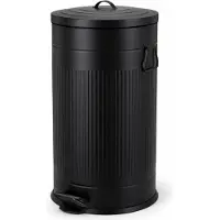 Relaxdays Mülleimer, 40 Liter, Küche, entnehmbarer Inneneimer, Fußpedal, Softclose, Metall, Retro Tretmülleimer, schwarz