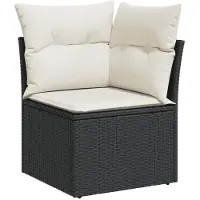 vidaXL 7-tlg. Garten-Sofagarnitur mit Kissen Schwarz Poly Rattan