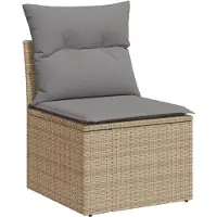vidaXL 13-tlg. Garten-Sofagarnitur mit Kissen Beige Poly Rattan