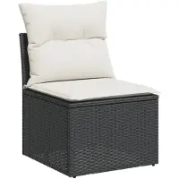 vidaXL 6-tlg. Garten-Sofagarnitur mit Kissen Schwarz Poly Rattan