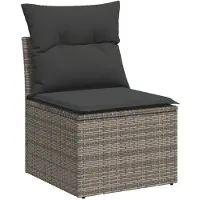 vidaXL 7-tlg. Garten-Sofagarnitur mit Kissen Grau Poly Rattan