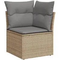 vidaXL 6-tlg. Garten-Sofagarnitur mit Kissen Beige Poly Rattan