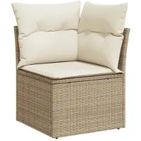 vidaXL 11-tlg. Garten-Sofagarnitur mit Kissen Beige Poly Rattan