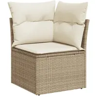 vidaXL 6-tlg. Garten-Sofagarnitur mit Kissen Beige Poly Rattan