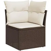 vidaXL 10-tlg. Garten-Sofagarnitur mit Kissen Braun Poly Rattan