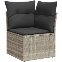 vidaXL 10-tlg. Garten-Sofagarnitur mit Kissen Hellgrau Poly Rattan