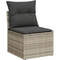 vidaXL 6-tlg. Garten-Sofagarnitur mit Kissen Hellgrau Poly Rattan