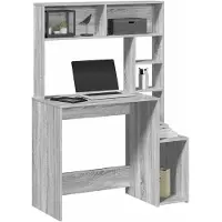 vidaXL Schreibtisch mit Regal Grau Sonoma 100x45x140 cm Holzwerkstoff