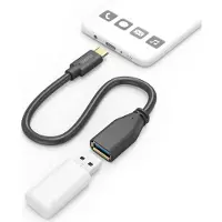 Hama USB-Kabel "USB Adapterkabel, OTG, USB C Stecker, USB A Buchse, 15 cm, Schwarz", schwarz, 15cmcm, Kabel, USB-Kabel