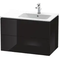 Duravit L-Cube Waschtischunterbau wandhängend, 2 Schubkästen, Becken rechts, 820x550x481mm, LC629204040, Farbe: Schwarz Hochglanz Lack