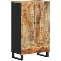 vidaXL Highboard mit Schublade 60x33x100 cm Massivholz Mango & Eisen
