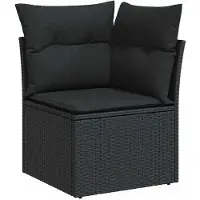 vidaXL 6-tlg. Garten-Sofagarnitur mit Kissen Schwarz Poly Rattan