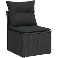 vidaXL 11-tlg. Garten-Sofagarnitur mit Kissen Schwarz Poly Rattan