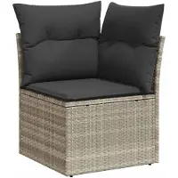 vidaXL 7-tlg. Garten-Sofagarnitur mit Kissen Hellgrau Poly Rattan