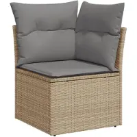 vidaXL 8-tlg. Garten-Sofagarnitur mit Kissen Beige Poly Rattan