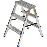 Ek Bielefeld Kinderland/Spielwaren Doppelstufenleiter aus polierten Aluminium-Schweissrohr-Profilen 2 x 5 Stufen Tritthöhe: 108,1 cm