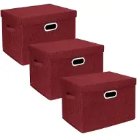 Merkloos Omgoods – Große Aufbewahrungsbox mit Deckel, Set aus 3, Rotwein-Farbe