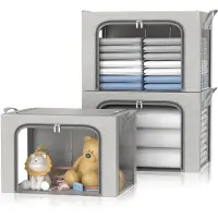 Merkloos Omgoods – Set aus 3 zusammenklappbaren Aufbewahrungsboxen mit Metallrahmen und Fenstern