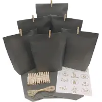 Sonstiges Adventskalender zum Befüllen 2026, 24 Papiertüten Schwarz Weihnachten