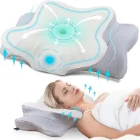 Unyqoos Orthopädisches ergonomisches Nackenstützkissen aus Memory-Schaum (CertiPUR‑US) 63×38×14 cm – 2 Höhen & Armaussparungen, für Seiten-, Rücken- und Bauchschläfer, waschbarer Bezug