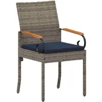 vidaXL Gartenstühle 2 stk. Grau und Marineblau Poly-Rattan und Akazie