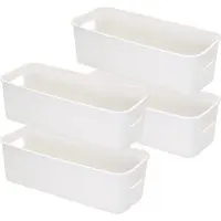 Merkloos Aufbewahrungsboxen - Set aus 4 - Kunststoff - 30 x 11 x 9,5 cm - Mit Griffen - Langlebig - Rutschfeste Basis - Aufbewahrungskörbe