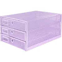 Merkloos Dokumentenorganizer mit 3 Schubladen - Multifunktionale Schreibtisch-Organizer in Helllila