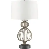 Gilded Nola Elstead Lafitte Tischleuchte E27 Gebeiztes Silber Creme