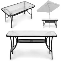 Multigarden Gartentisch 160x90 cm, gehärtetes Glas, große Tischplatte für Terrasse oder Garten, mit Öffnung für Sonnenschirm, Marke