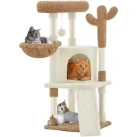 Yaheetech 106 cm Kratzbaum Kaktus Katzenbaum mit Plattform beige/braun