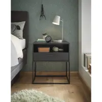 Schlafkontor Nachtkommode "Cudro Nachttisch auf Fußgestell", schwarz (graphit), B:60cm H:65cm T:38,5cm, Melamin, Sideboards, Nachtkommode, mit einem offenen Fach für schnellen Zugriff