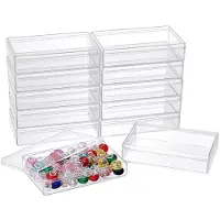 Merkloos 12 Aufbewahrungsbehälter – Transparentes Kunststoff – Mini-Organizer – Perlen-Organizer – Multifunktionale Boxen – 6,95 cm breit, 11 cm lang – Aufbewahrungsboxen