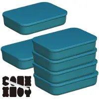 Merkloos Omgoods – Stapelbare Kunststoff-Aufbewahrungsboxen mit Deckel – Set mit 6 Stück, Blau