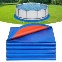 Merkloos Schwimmbadunterlage, extra dick – Schutzmatte – Bodenschutzplane – Faltbar – Wasserdicht – Für Rahmenpools 3/3,6/4,6 m – Schwimmbadmatte