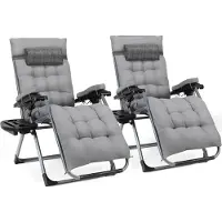 StarTech.com Zero Gravity Gartenliege - Klappbarer Relaxstuhl 2er Set - Verstellbare Rückenlehne - Abnehmbare Auflage & Kopfstütze - Mit Becherhalter - Belastbar bis 160 kg - Grau