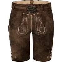 Spieth & Wensky Lederhose "Lederhose Fredo", Herren, Gr. 60, N-Gr, braun (bison, st 253 stein), festlich, regular fit, Hosen Lederhose, Trachten Lederhose mit Gürtel und Hirschmotiv