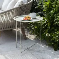 Merkloos Faltbarer Gartentisch – Bistrotisch – Stahl mit Pulverbeschichtung – Abnehmbare Schublade – Anthrazitfarbe – Platz für Getränke und Snacks – Bistrotisch