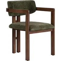 Skye Decor , Hochwertiger Stuhl mit 100% Buchenholzrahmen, Polyester mit Chenille-Textur, leicht zu reinigen, 54 x 76 x 54 cm, grün & dunkles Walnuss, modern & elegant.