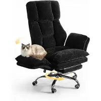 StarTech.com Ergonomischer Bürostuhl für Katzenbesitzer - Drehstuhl mit Armlehnen - Seitensitz für Katze - 360° drehbar - Wipp- und Liegefunktion - Fußstütze - Schwarze glänzende Chenille